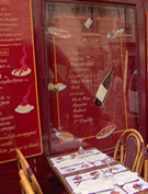 paris cafe outside red menu